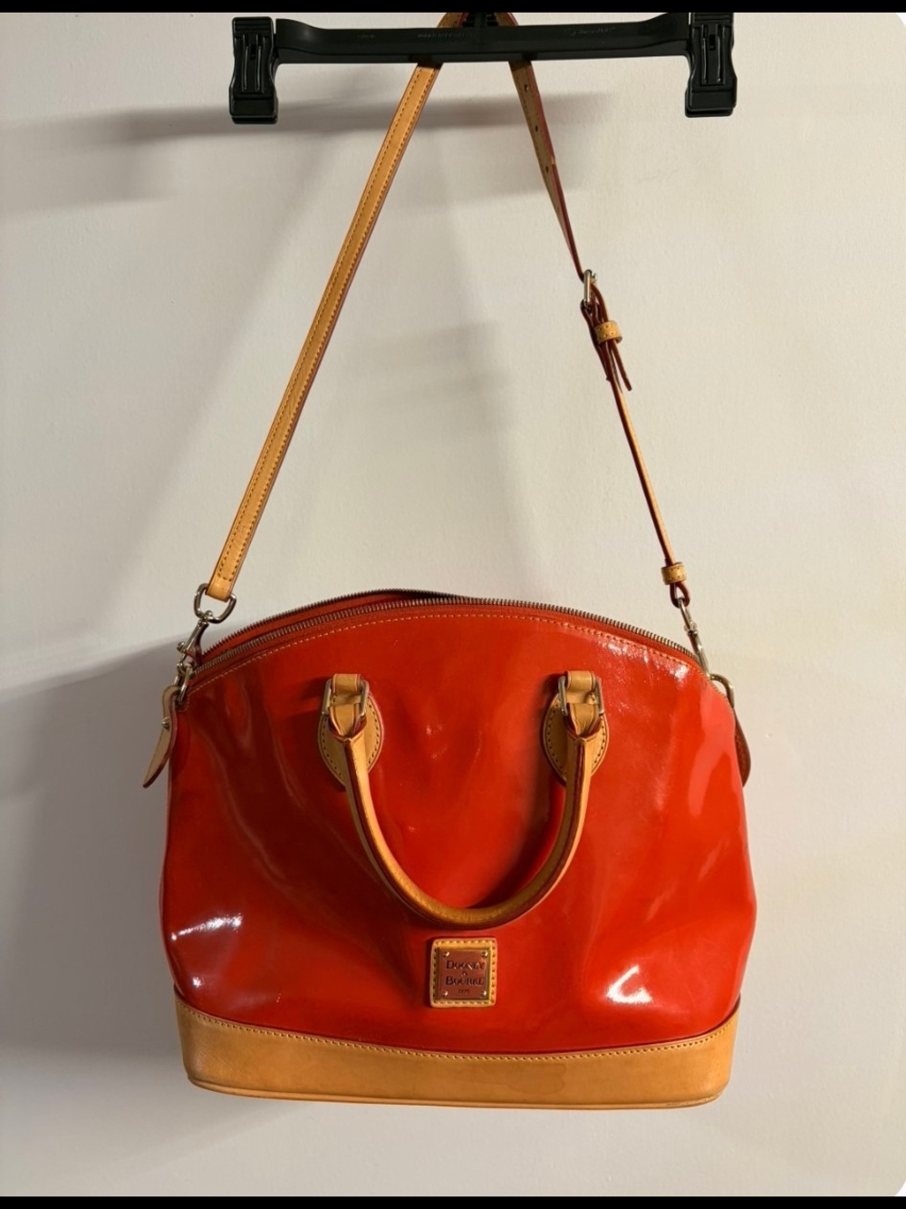 Dooney & Bourke Red Patent Leather Satchel Shoulder Crossbody Handbag Purse
